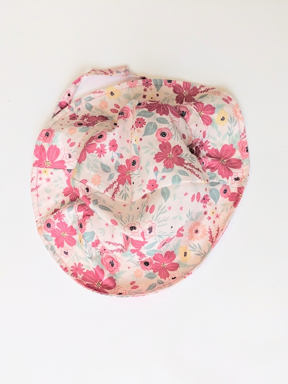 Modern Baby Pink Floral Infant Sun Hat w/Chin Strap